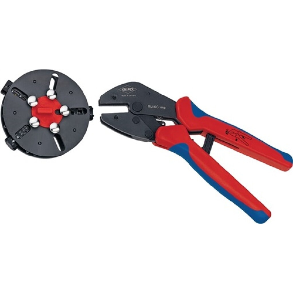 Crimpzange L.250mm m.3Wechseleinsätzen KNIPEX Produktabbildung: Crimpzange L.250mm m.3Wechseleinsätzen KNIPEX