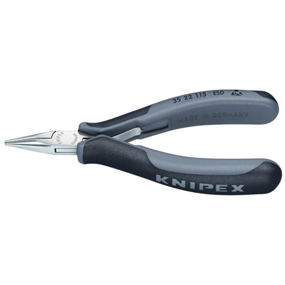 Produktabbildung: Elektronikgreifzange L.115mm ESD pol. flach-rd. KNIPEX m.Mehrkomp.-Hüllen