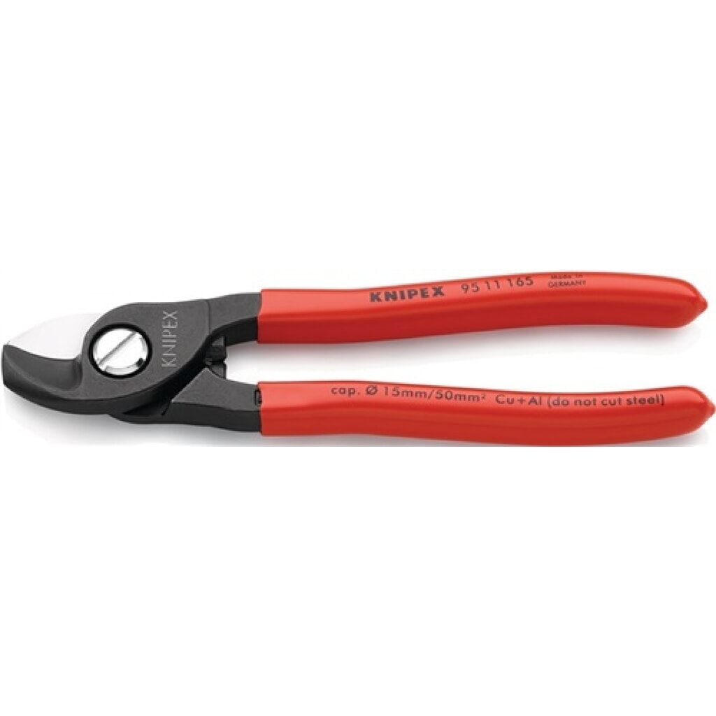 Kabelschere L.165mm max.28mm2 pol. m.Ku.-Überzug KNIPEX m.Klemmschutz Produktabbildung: Kabelschere L.165mm max.28mm2 pol. m.Ku.-Überzug KNIPEX m.Klemmschutz