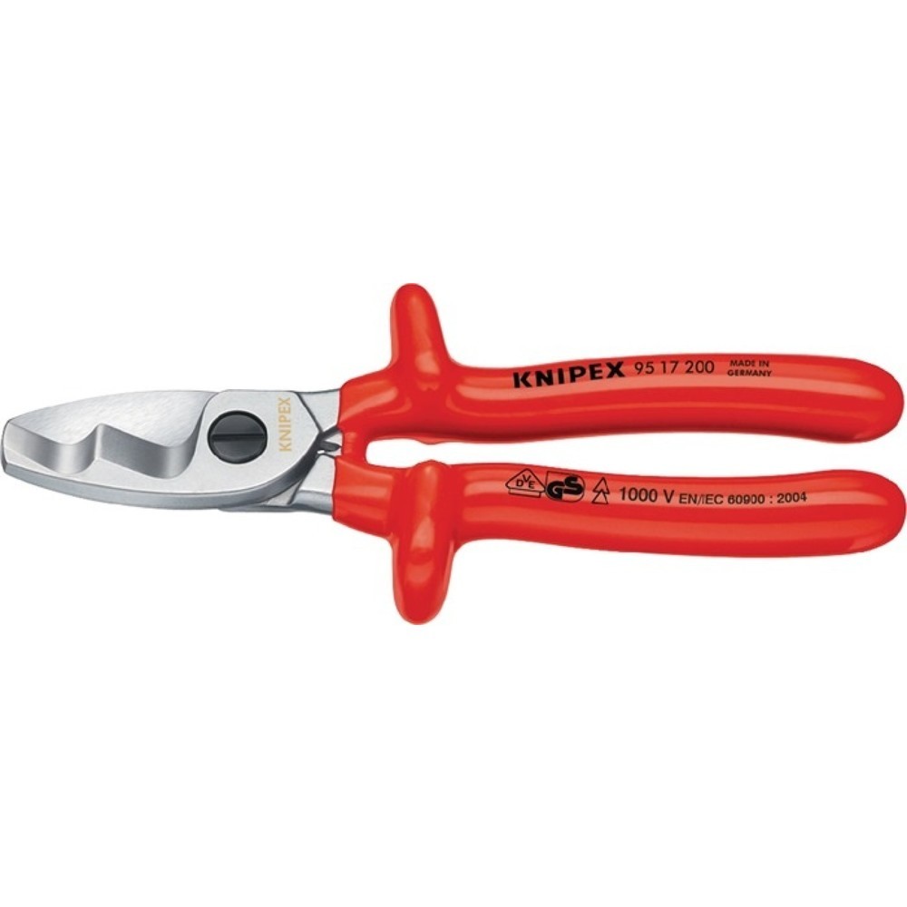 Produktabbildung: KNIPEX Kabelschere L.200mm Kopf verchr.VDE tauchisol