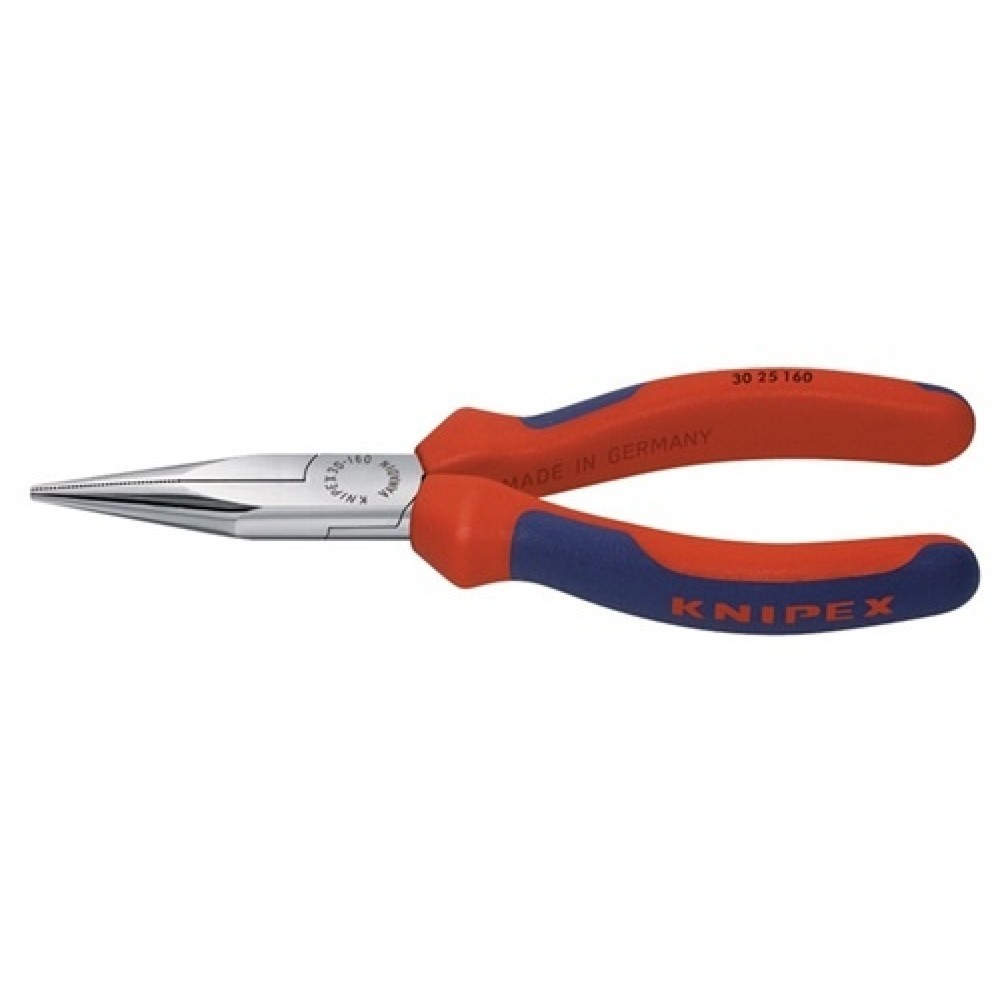Produktabbildung: Langbeckzange Gesamt-L.160mm Form 2 Kopf verchr.lang,flach-rund 2K-Hülle KNIPEX