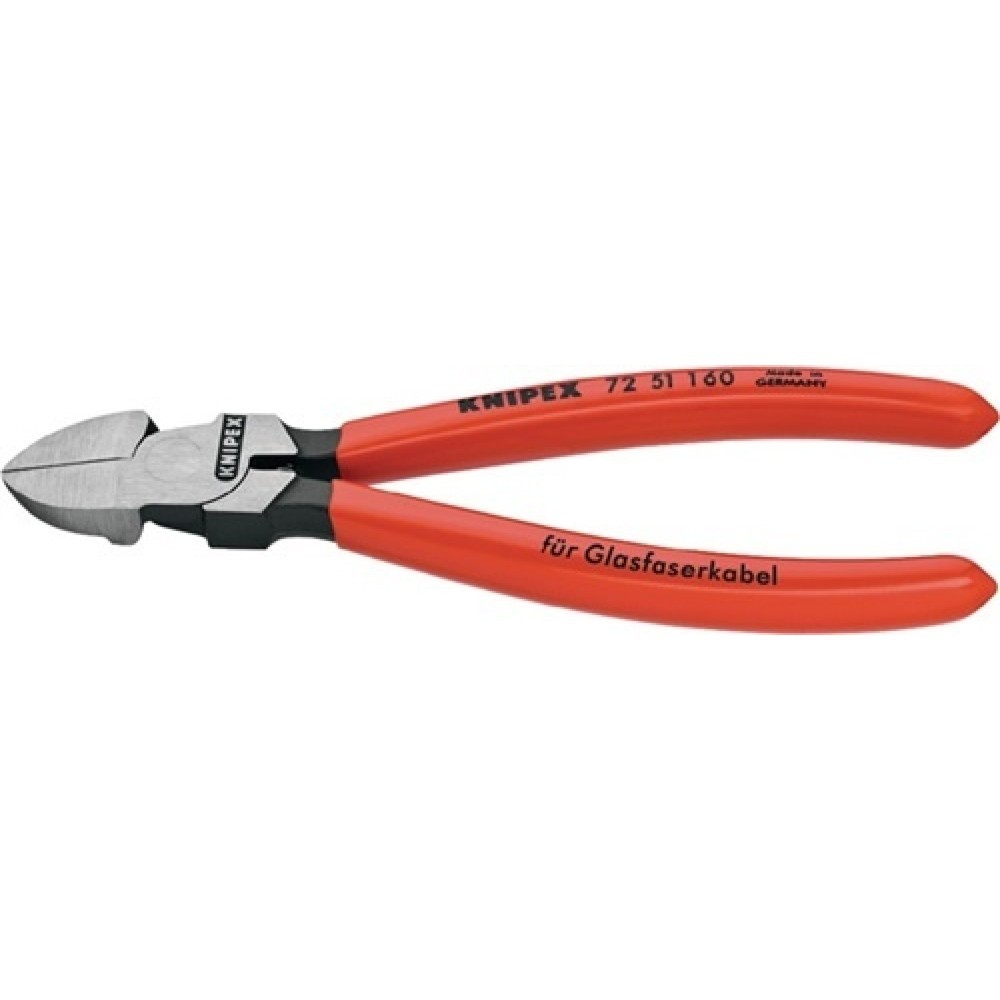 Produktabbildung: Kunststoffschneider L.160mm gerade pol. m.ku.überz. KNIPEX f.Glasfaser