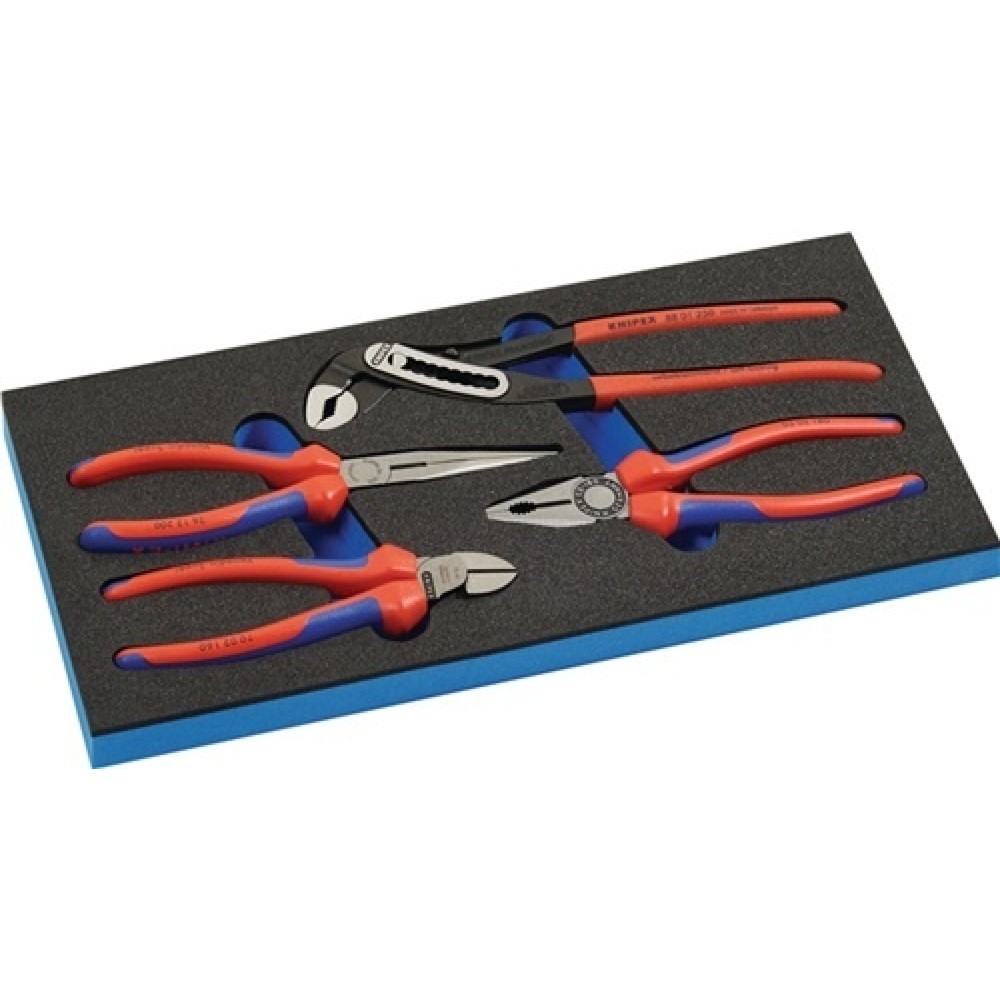 Produktabbildung: Zangensatz B.185xT.385xH.30mm1/3 Werkzeugmodul 4-tlg.Knipex Zangenset
