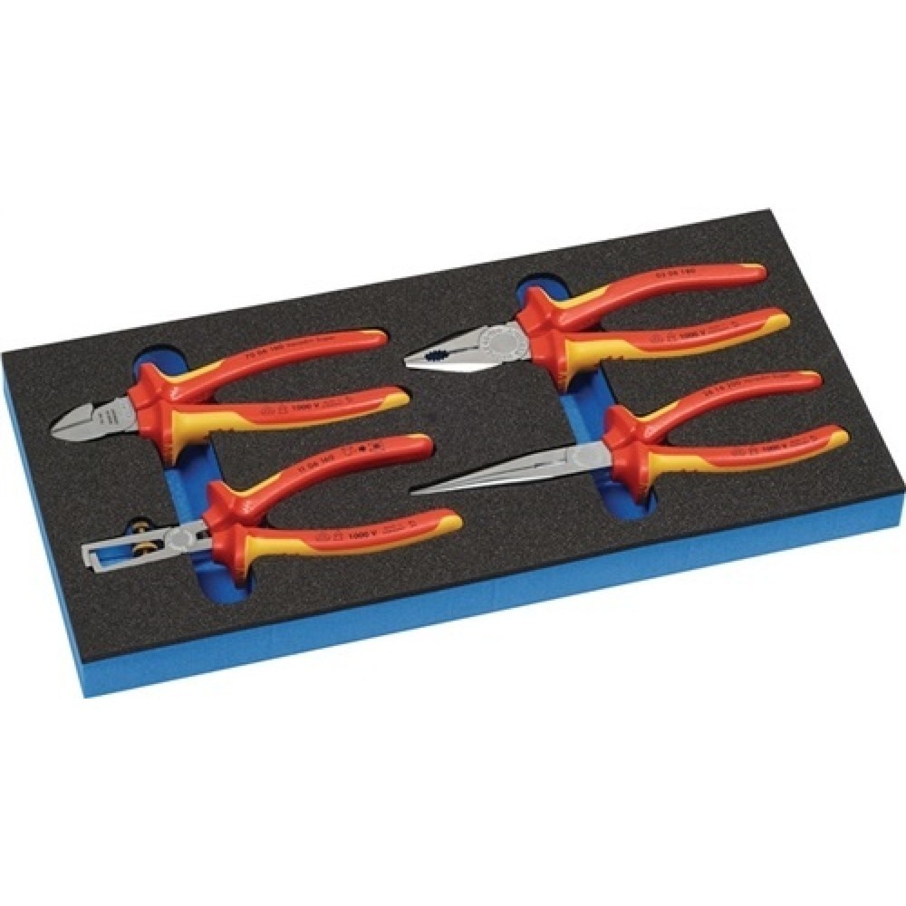 Produktabbildung: Zangensatz B.185xT.385xH.30mm1/3 Werkzeugmodul 4-tlg.VDE Knipex Zangen