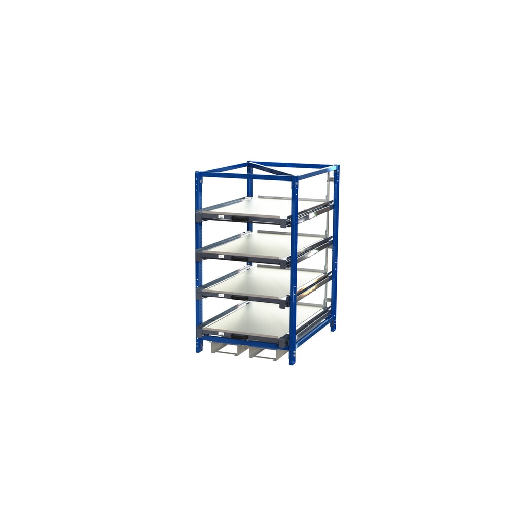 Produktabbildung Nr. 1: Kompakt-Auszugsregal mit 4 Schubfächern, Fachlast 150 kg, Höhe 1.560 mm, mit Einfahrtaschen