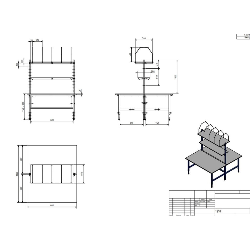 Produktabbildung Nr. 4: DAHMEN Manuell höhenverstellbarer Packtisch Classic, beidseitig, Komplett-Set, HxBxT 700-950 x 1.600 x 1.840 mm