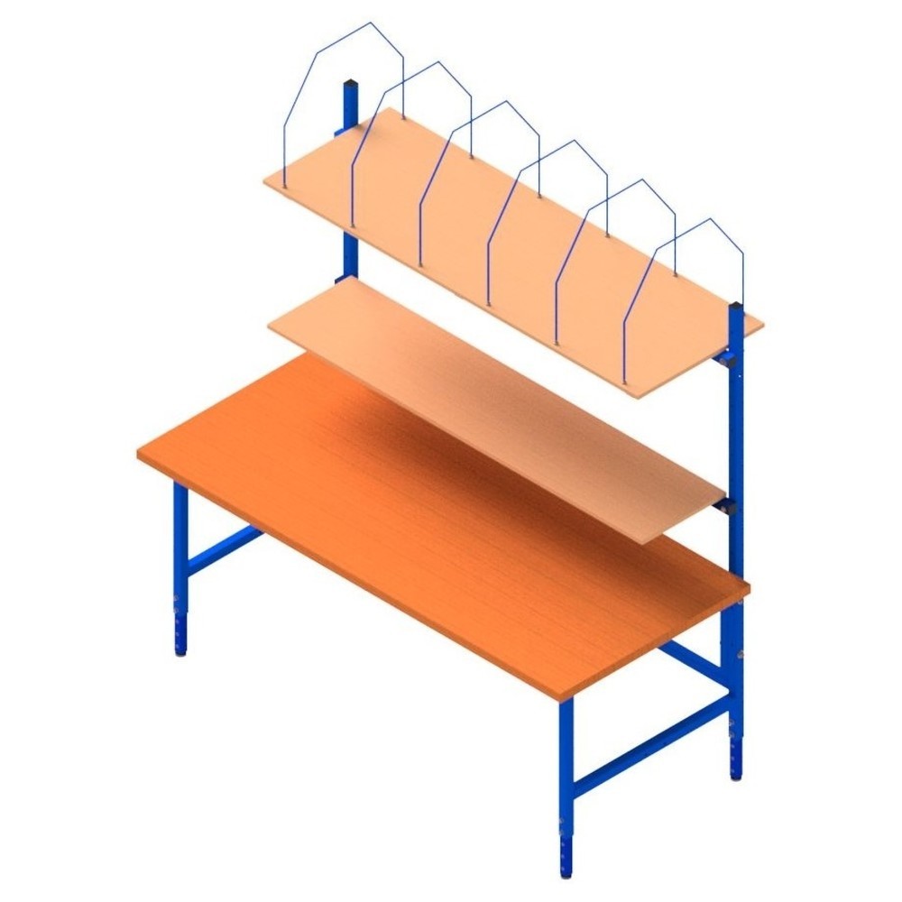 Produktabbildung Nr. 2: DAHMEN Manuell höhenverstellbarer Packtisch Multiplex, einseitig, Komplett-Set, HxBxT 710-960 x 2.000 x 900 mm