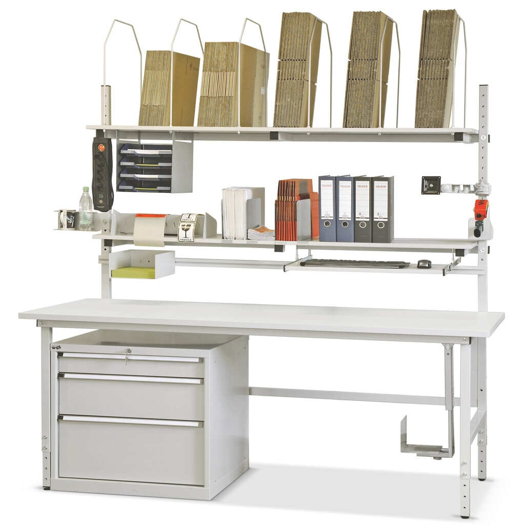 Produktabbildung Nr. 3: DAHMEN Manuell höhenverstellbarer Packtisch Classic, einseitig, Komplett-Set, HxBxT 700-950 x 1.600 x 900 mm