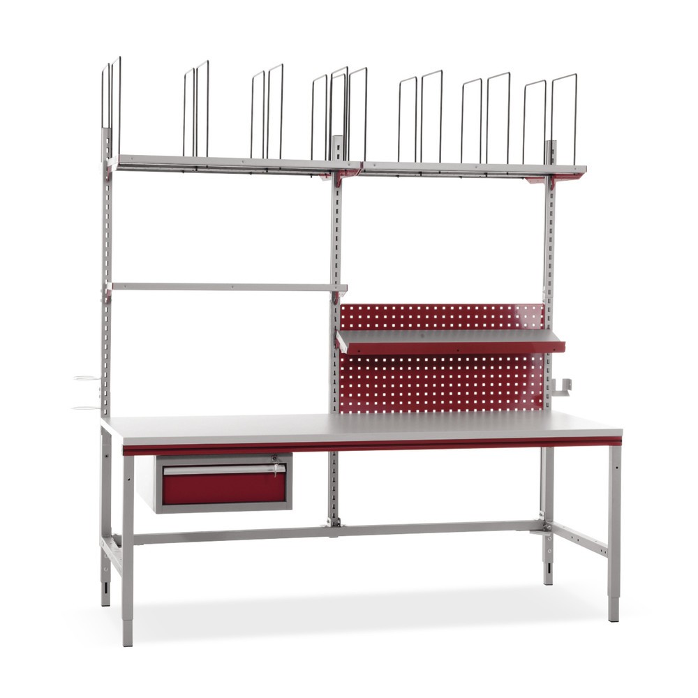 Produktabbildung: Rocholz Manuell höhenverstellbarer Packtisch FLEX+, mit grossem Zubehörpaket, HxBxT 690-960 x 2.000 x 800 mm