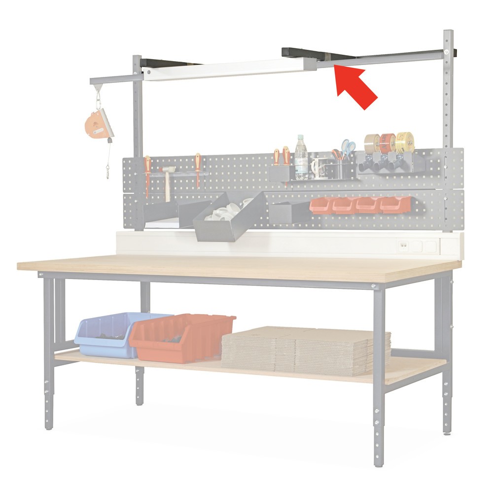 Produktabbildung: Kragarm für DAHMEN Packtische Classic und Multiplex, BxT 1.455 x 40 mm, anthrazit