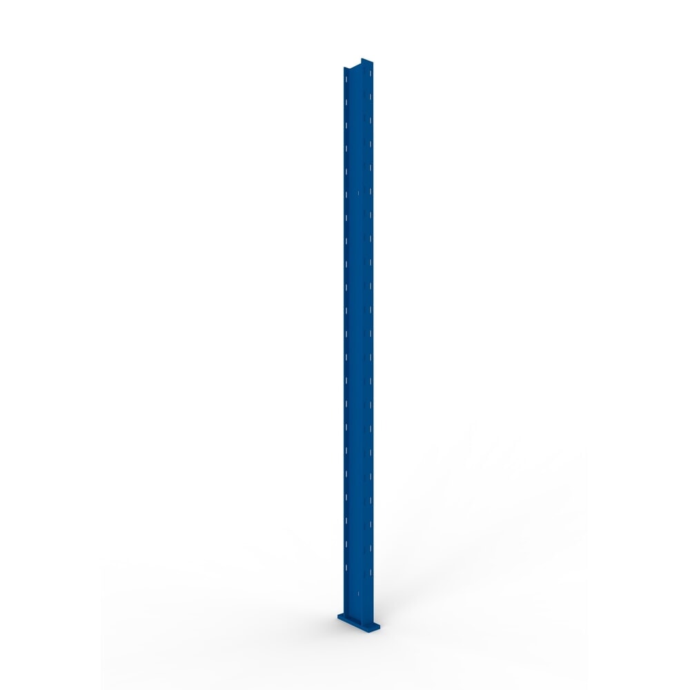 Produktabbildung: Kragarmständerprofil für META Kragarmregal, mit Anschlussplatte für Multistrong L, RAL 5010 enzianblau, Höhe 2.500 mm