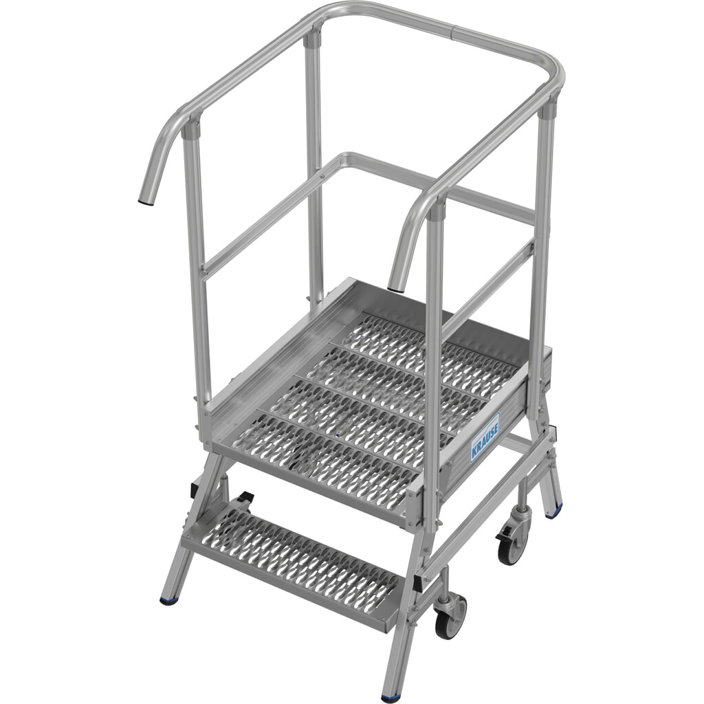 KRAUSE® STABILO fahrbare Podestleiter, einseitig begehbar, Profilrost R13, 2 Stufen Produktabbildung: KRAUSE® STABILO fahrbare Podestleiter, einseitig begehbar, Profilrost R13, 2 Stufen