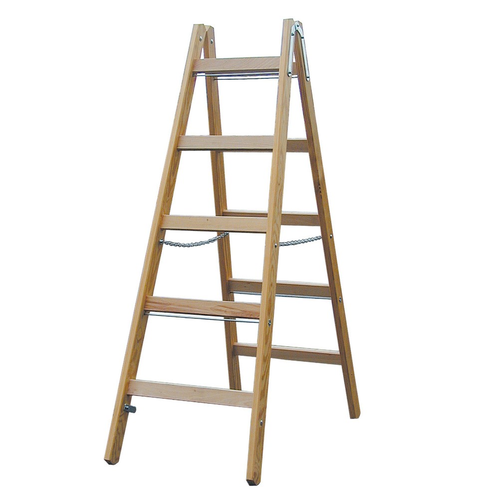 Produktabbildung: KRAUSE® STABILO Holz-Sprossenleiter, 2-seitig begehbar, Standhöhe 0,50 m
