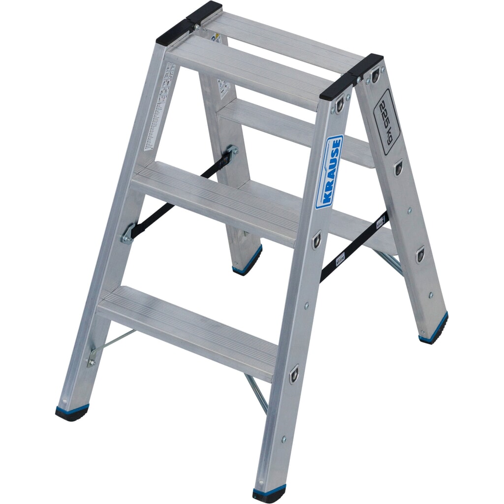 Produktabbildung: KRAUSE® STABILO Stufenstehleiter, beidseitig begehbar, Tragfähigkeit 225 kg, 2 x 3 Stufen