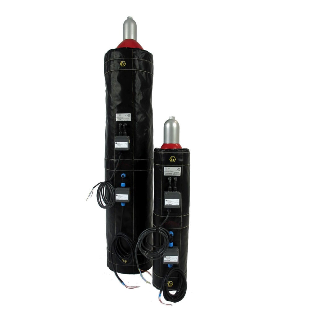 Produktabbildung: Kuhlmann ATEX Gasflaschen-Heizmanschette, 10 l, 230 V, 380 W, LxBxH 580 x 25 x 800 mm
