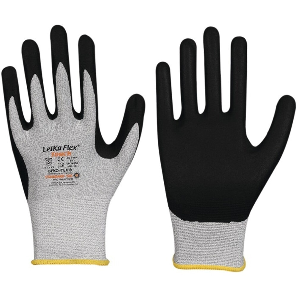 Produktabbildung: LeikaFlex® Touch 1464 Handschuhe Gr.9, grau/schwarz