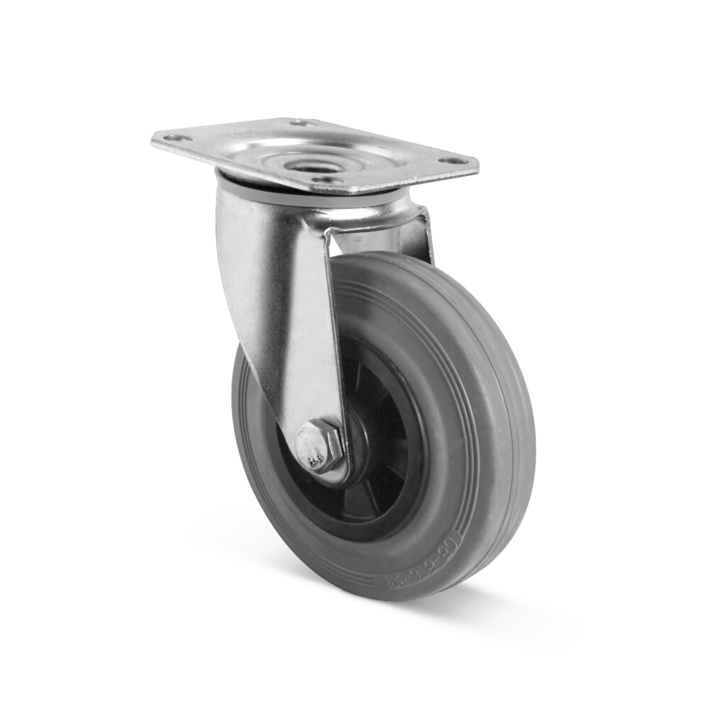 Produktabbildung: Lenkrolle Vollgummi Basic, PAK-frei, ØxB 100 x 35 mm, TK 75