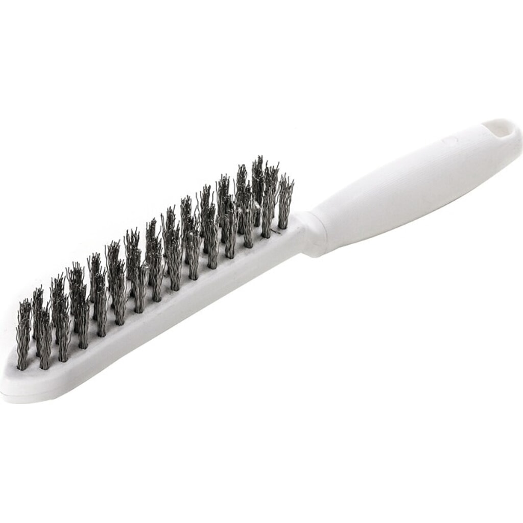 Produktabbildung: LESSMANN Drahtbürste, 0,35 mm VA-Stahldraht gewellt, Länge 285 mm, 3-reihig