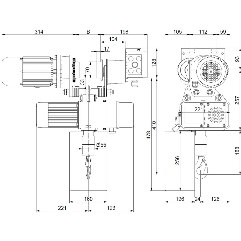LIFTKET Elektrokettenzug S-Line mit Elektrofahrwerk, TK 125 kg, 8/2 m/min Produktabbildung Nr. 7: LIFTKET Elektrokettenzug S-Line mit Elektrofahrwerk, TK 125 kg, 8/2 m/min