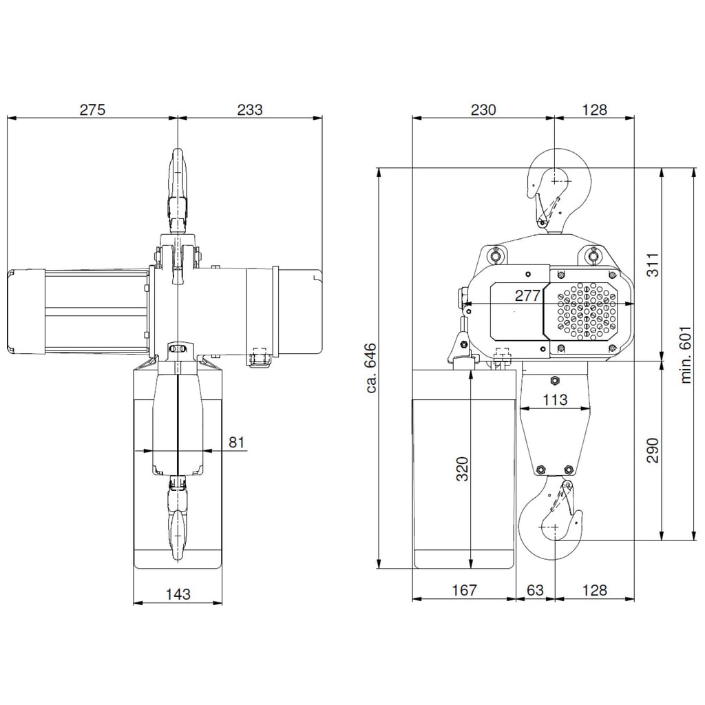 Produktabbildung Nr. 6: LIFTKET Elektrokettenzug S-Line mit Hakenaufhängung, TK 1.000 kg, 4/1 m/min