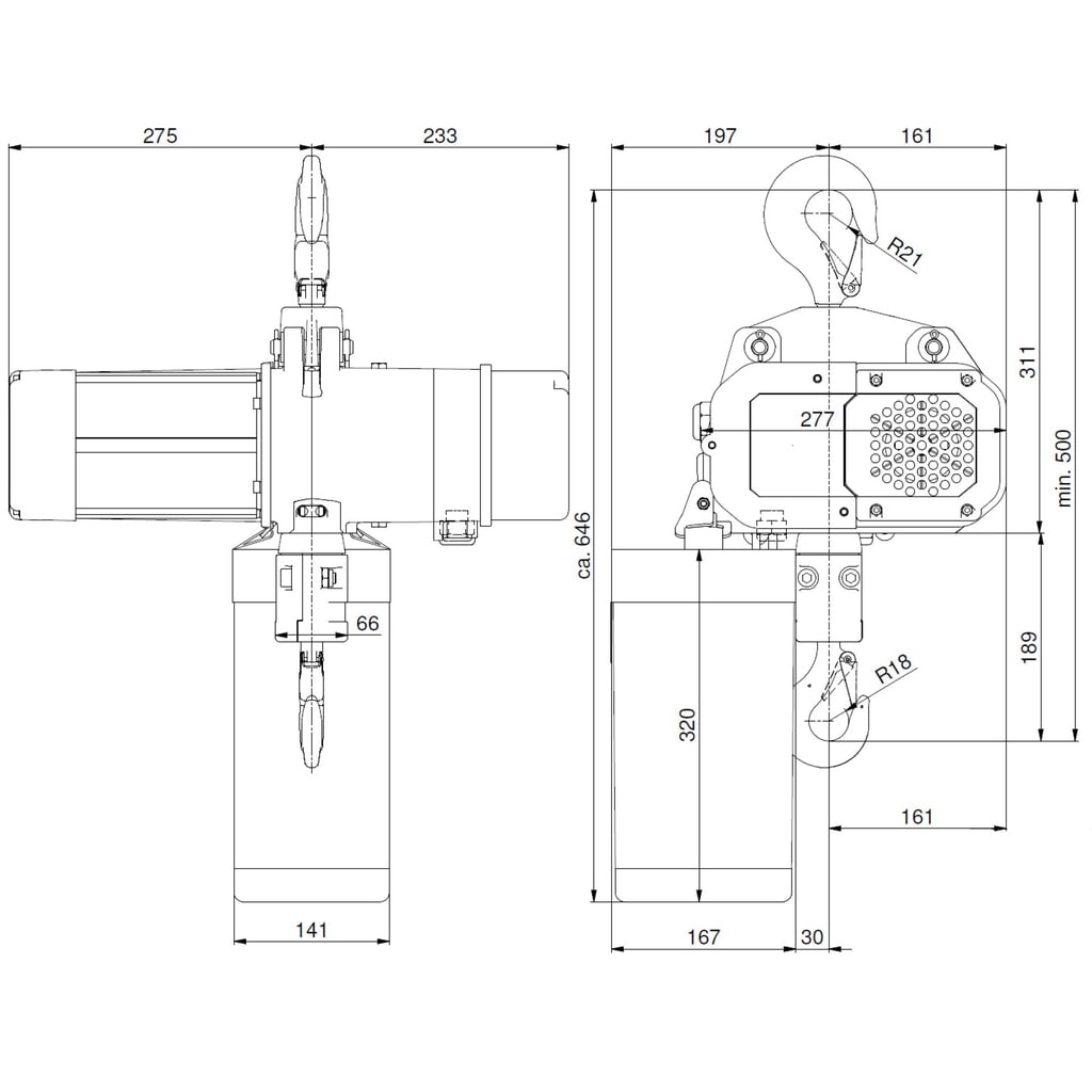 Produktabbildung Nr. 6: LIFTKET Elektrokettenzug S-Line mit Hakenaufhängung, TK 1.000 kg, 6/1,5 m/min