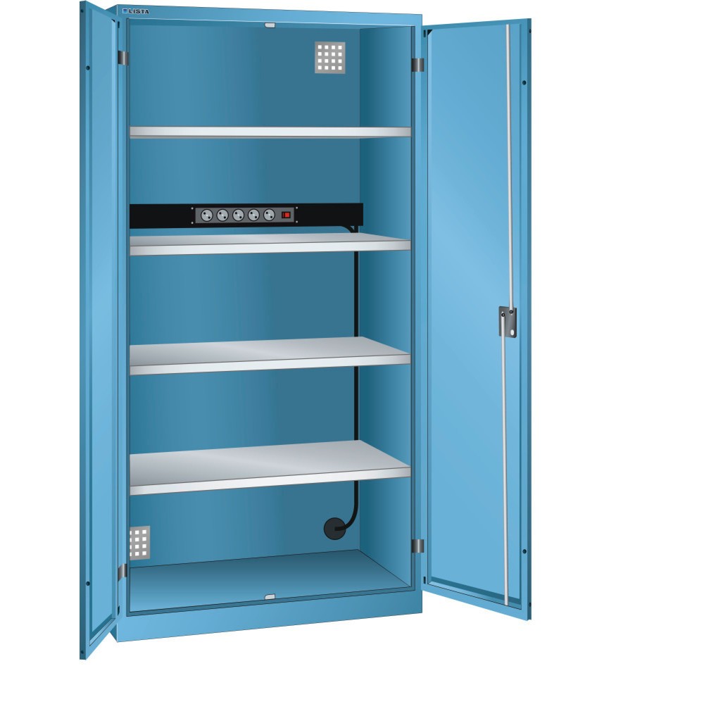 Produktabbildung: LISTA Akku-Ladeschrank, (BxTxH) 1000x580x1950mm, 1 Energieleiste Rückwand, lichtblau