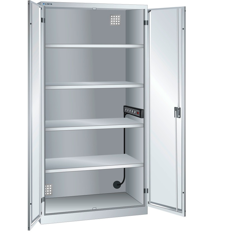 Produktabbildung: LISTA Akku-Ladeschrank, (BxTxH) 1000x580x1950mm, 1 Energieleiste Seitenwand, lichtgrau