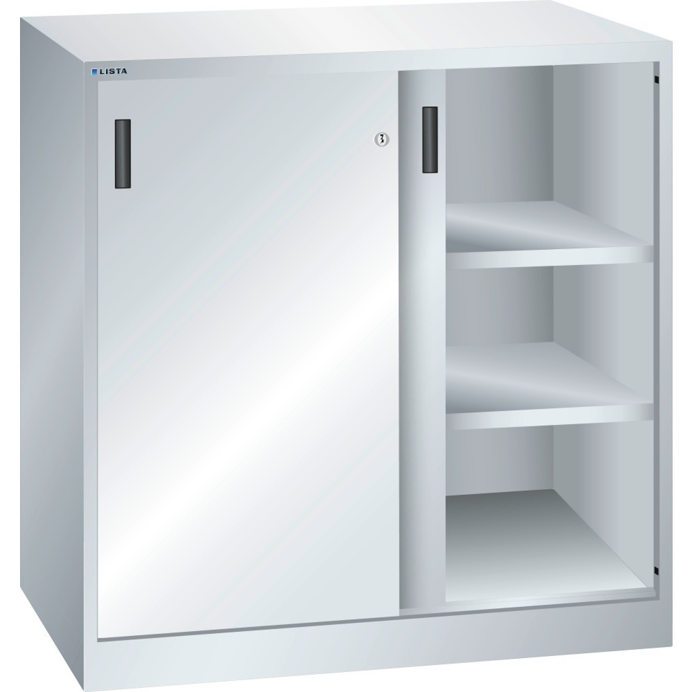 Produktabbildung: LISTA Beistellschrank mit Schiebetüren, (BxTxH) 1000x500x1000mm, 2 Verstellböden, lichtgrau