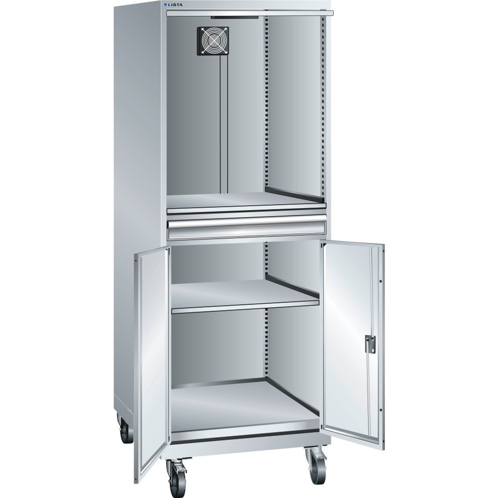 Produktabbildung: LISTA Computerschrank fahrbar 36x36E, (BxTxH) 717x725x1762 mm, D / Schuko, lichtgrau