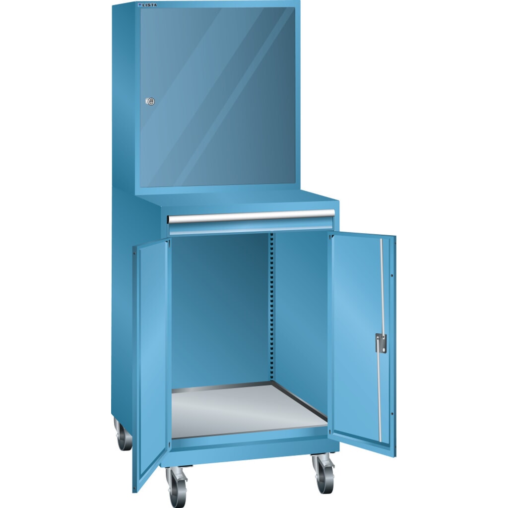 LISTA Computerschrank fahrbar 36x36E, (BxTxH) 717x725x1837 mm, D / Schuko, lichtgrau Produktabbildung: LISTA Computerschrank fahrbar 36x36E, (BxTxH) 717x725x1837 mm, D / Schuko, lichtgrau