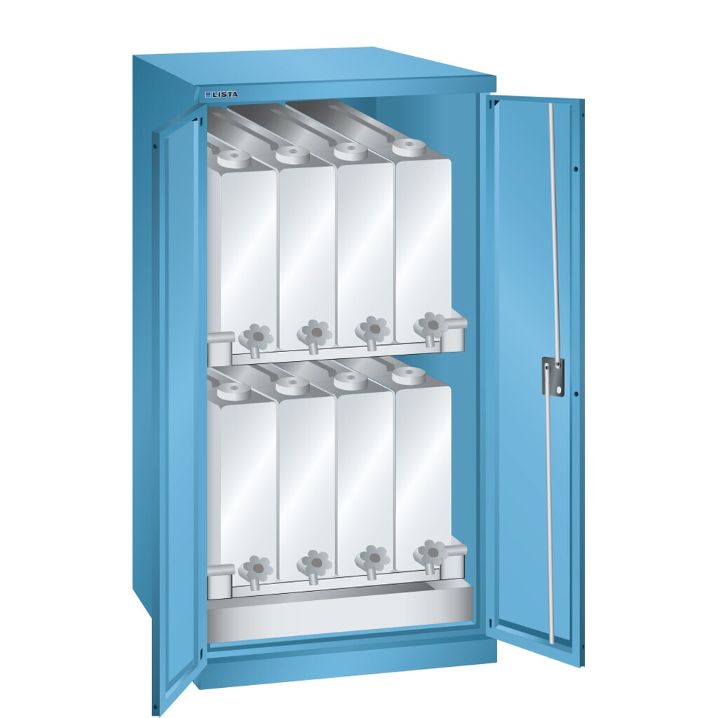 Produktabbildung: LISTA Chemikalienschrank, HxBxT 1.450 x 717 x 753 mm, 2 Kannenböden, lichtblau