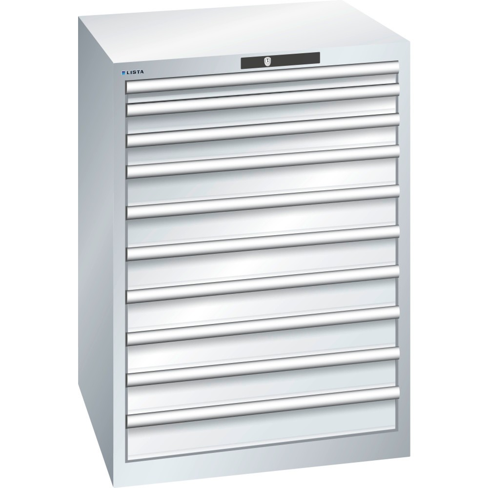 Produktabbildung: LISTA Schubladenschrank 36x36E, (BxTxH) 717x725x1000mm, 10 Schubladen, 1 x 50 / 2 x 75 / 7 x 100, lichtgrau, KEY Lock