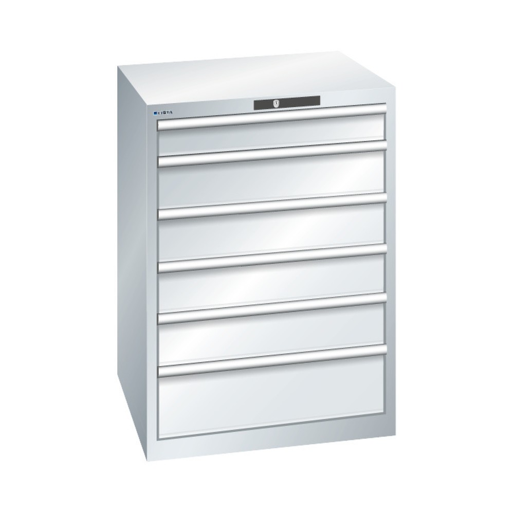 Produktabbildung: LISTA Schubladenschrank, Schubladen 1x100 + 4x150 + 1x200 mm, TK 75 kg, lichtblau