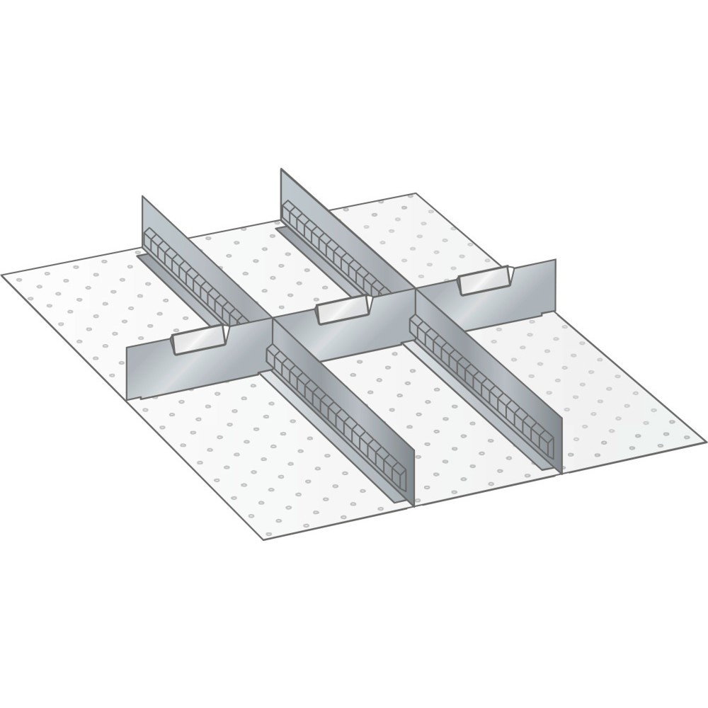 Produktabbildung: LISTA Set Schlitzwände und Trennbleche 27x36E, (BxT) 459x612mm, 2 Schlitzwände, 3 Trennbleche, für Fronthöhe 75mm