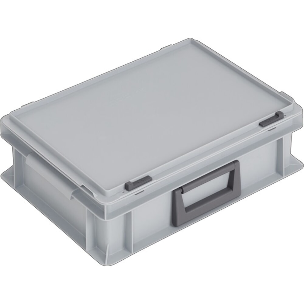 Produktabbildung: LOCKWEILER Kunststoffkoffer, Schiebeverschluss grau 10 l, L400xB300xH133 mm PP 1 Griff