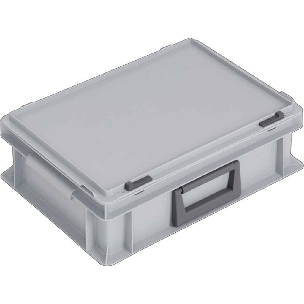 LOCKWEILER Kunststoffkoffer, Schiebeverschluss grau 10 l, L400xB300xH133 mm PP 1 Griff Produktabbildung Nr. 1: LOCKWEILER Kunststoffkoffer, Schiebeverschluss grau 10 l, L400xB300xH133 mm PP 1 Griff
