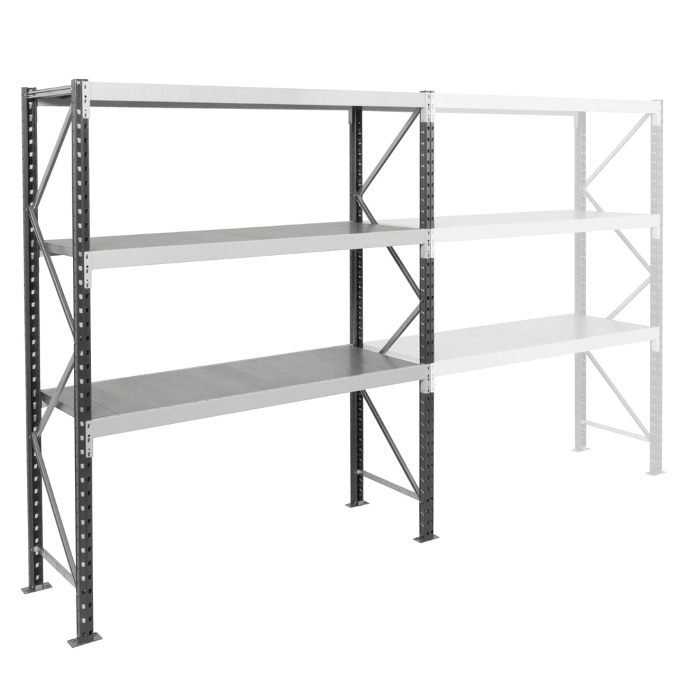 Produktabbildung: ManOrga Weitspannregal, mit Stahlpaneelen, GF, FL 880 kg, HxBxT 2.500 x 1.800 x 600 mm