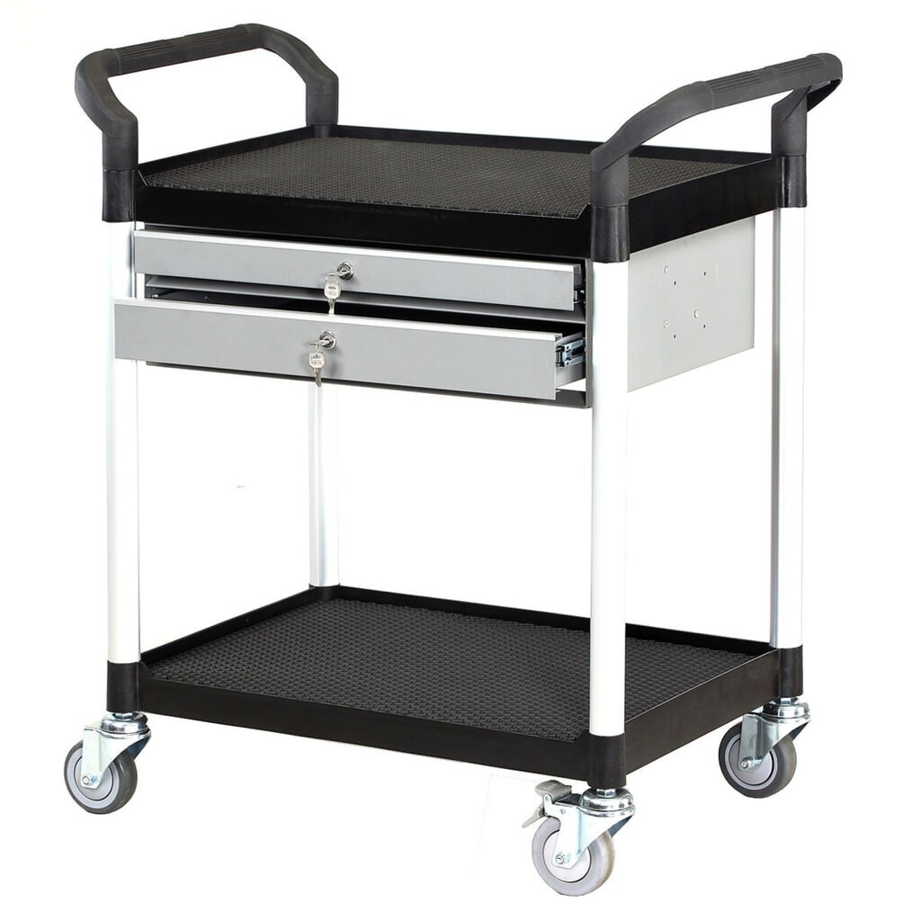 Produktabbildung: Matador Etagenwagen 909B-2L schwarz - 2 Etagen -  2 Schubladen mit Schloss