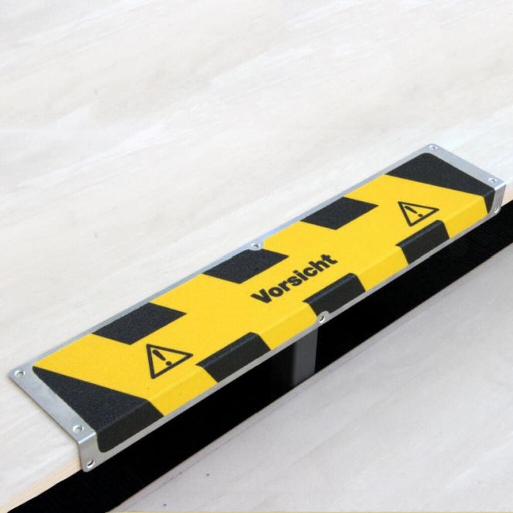 Anti-Rutschkantenprofil "Vorsicht", LxB 635 x 120 mm Produktabbildung: Anti-Rutschkantenprofil "Vorsicht", LxB 635 x 120 mm