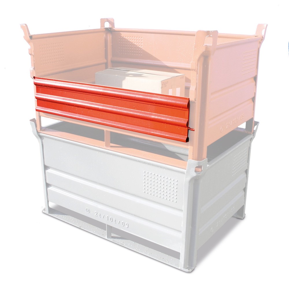 Produktabbildung: Mehrpreis ½ Vollwandklappe für Stapelbehälter HESON®, mit Kufen, Tragkraft 500 kg, BxT 1.200 x 1.000 mm