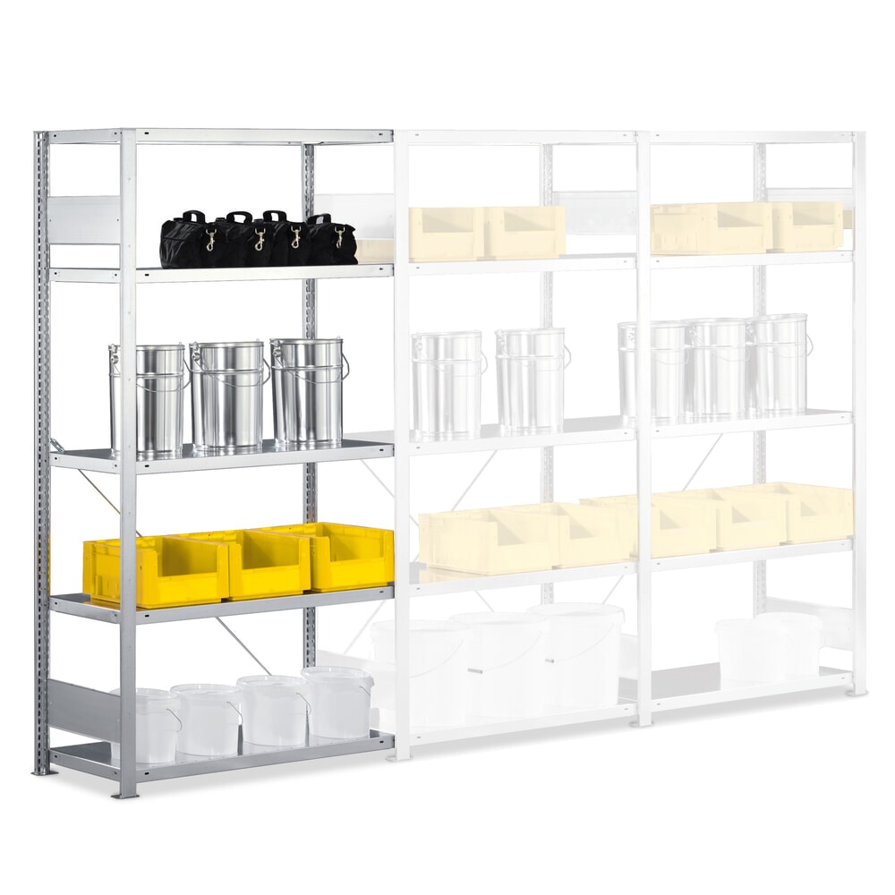 Produktabbildung: META Fachbodenregal, AF, FL 230 kg, verzinkt, HxBxT 2.000 x 1.300 x 300 mm