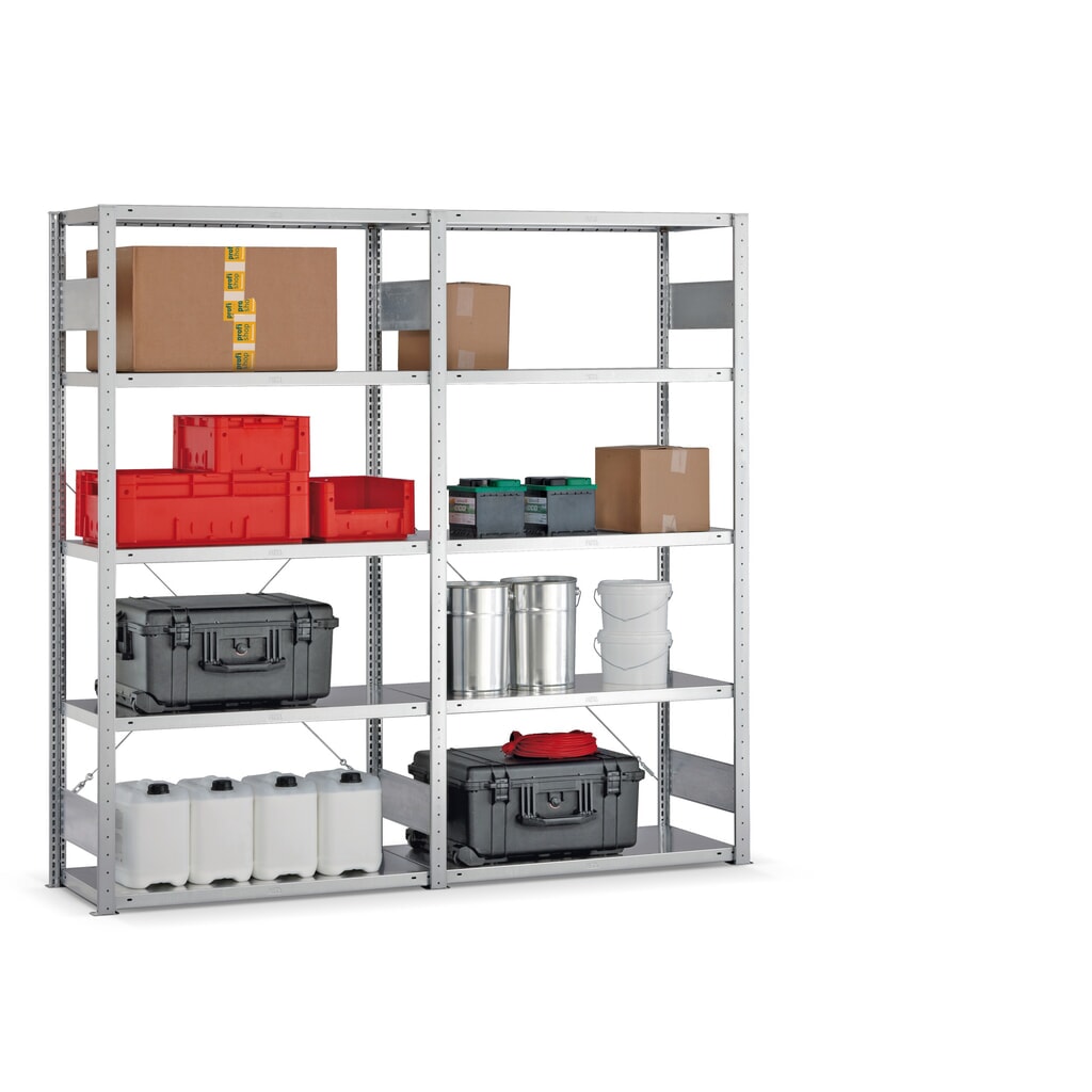 Produktabbildung: META Komplettpaket Fachbodenregal verzinkt, Fachlast 150 kg, HxBxT 2.000 x 2.062 x 336 mm