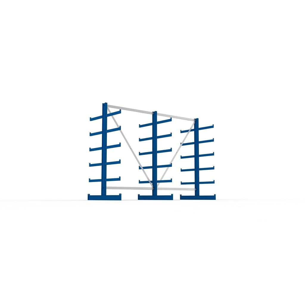Produktabbildung Nr. 3: META Komplettpaket Kragarmregal, doppelseitig, Tragkraft pro Arm 200 kg, HxBxT 2.000 x 2.755 x 1.150 mm, 3 Ständer