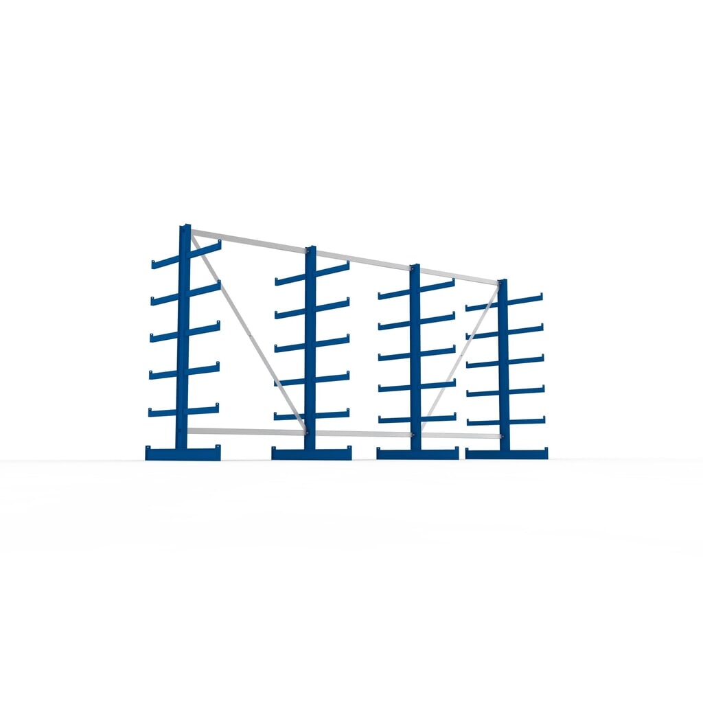 Produktabbildung Nr. 5: META Komplettpaket Kragarmregal, doppelseitig, Tragkraft pro Arm 200 kg, HxBxT 2.000 x 4.105 x 1.150 mm, 4 Ständer