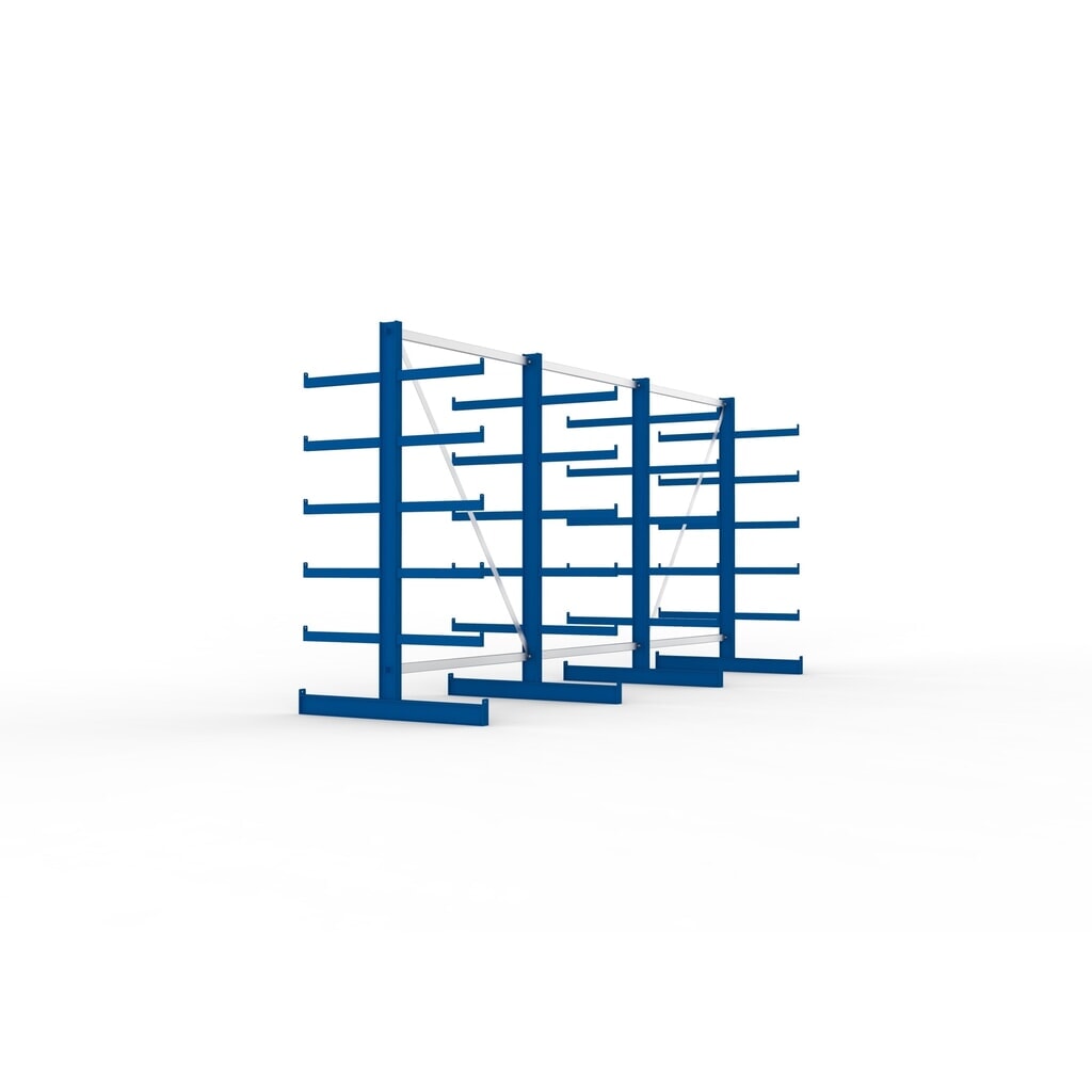 Produktabbildung Nr. 7: META Komplettpaket Kragarmregal, doppelseitig, Tragkraft pro Arm 200 kg, HxBxT 2.000 x 4.105 x 1.150 mm, 4 Ständer