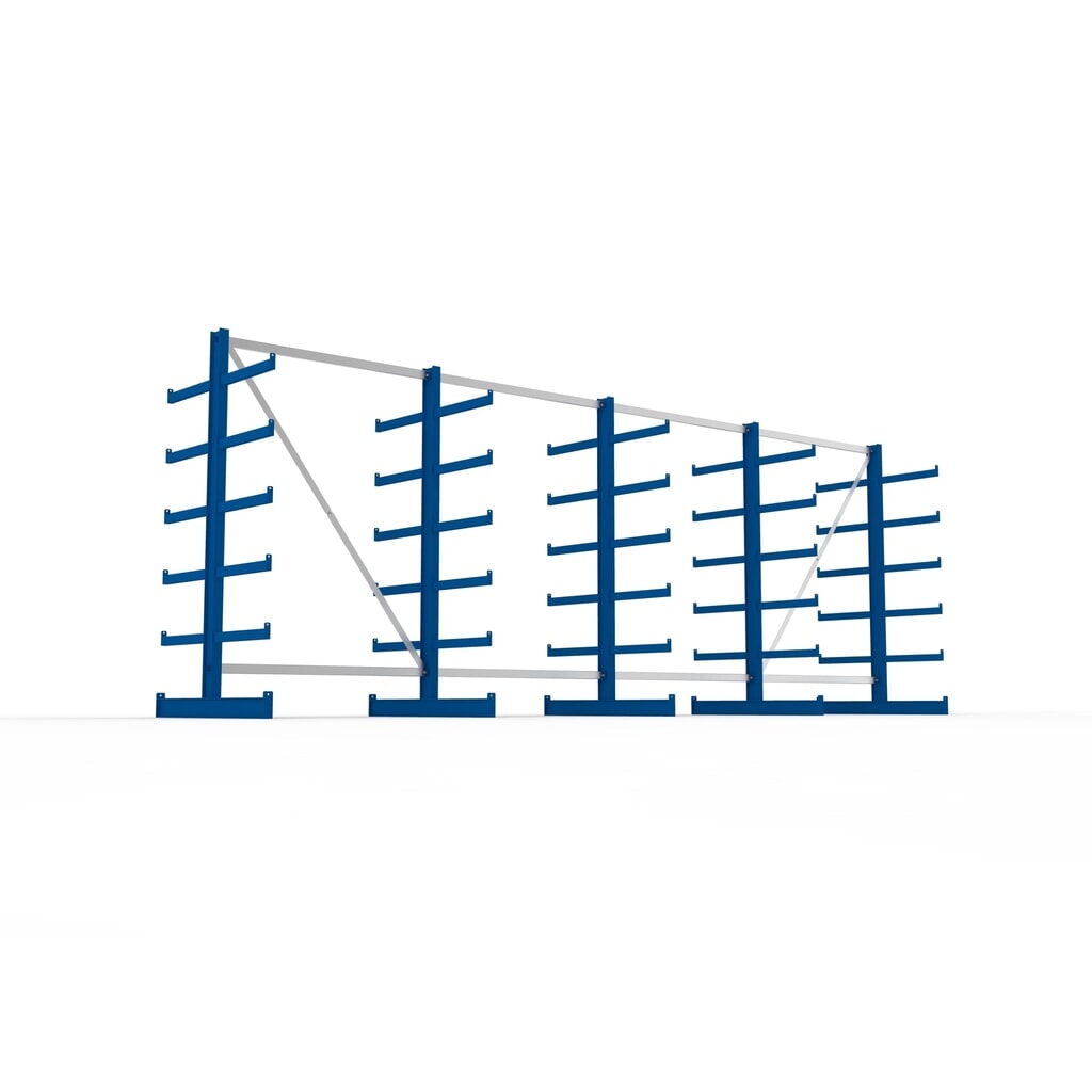 META Komplettpaket Kragarmregal, doppelseitig, Tragkraft pro Arm 200 kg, HxBxT 2.000 x 5.455 x 1.150 mm, 5 Ständer Produktabbildung Nr. 3: META Komplettpaket Kragarmregal, doppelseitig, Tragkraft pro Arm 200 kg, HxBxT 2.000 x 5.455 x 1.150 mm, 5 Ständer