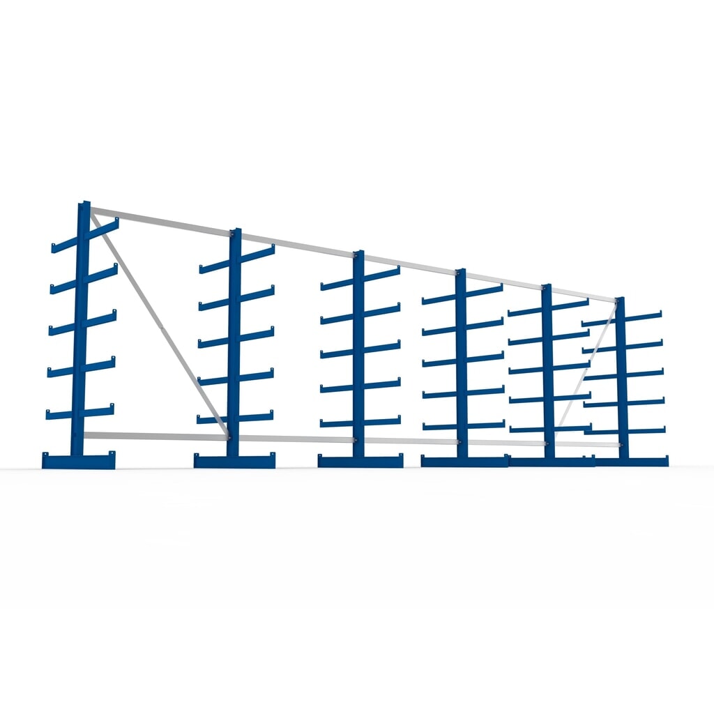 META Komplettpaket Kragarmregal, doppelseitig, Tragkraft pro Arm 200 kg, HxBxT 2.000 x 6.805 x 1.150 mm, 6 Ständer Produktabbildung Nr. 3: META Komplettpaket Kragarmregal, doppelseitig, Tragkraft pro Arm 200 kg, HxBxT 2.000 x 6.805 x 1.150 mm, 6 Ständer