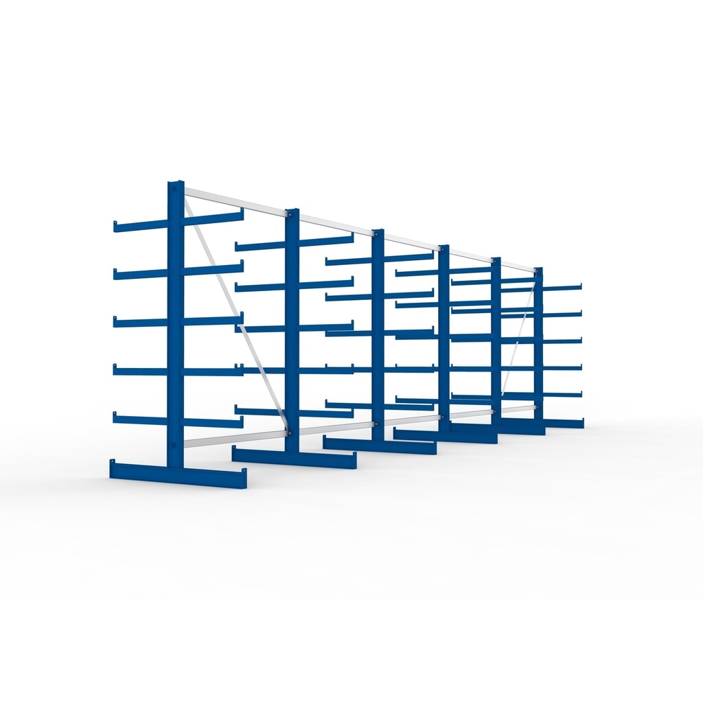 META Komplettpaket Kragarmregal, doppelseitig, Tragkraft pro Arm 200 kg, HxBxT 2.000 x 6.805 x 1.150 mm, 6 Ständer Produktabbildung Nr. 4: META Komplettpaket Kragarmregal, doppelseitig, Tragkraft pro Arm 200 kg, HxBxT 2.000 x 6.805 x 1.150 mm, 6 Ständer