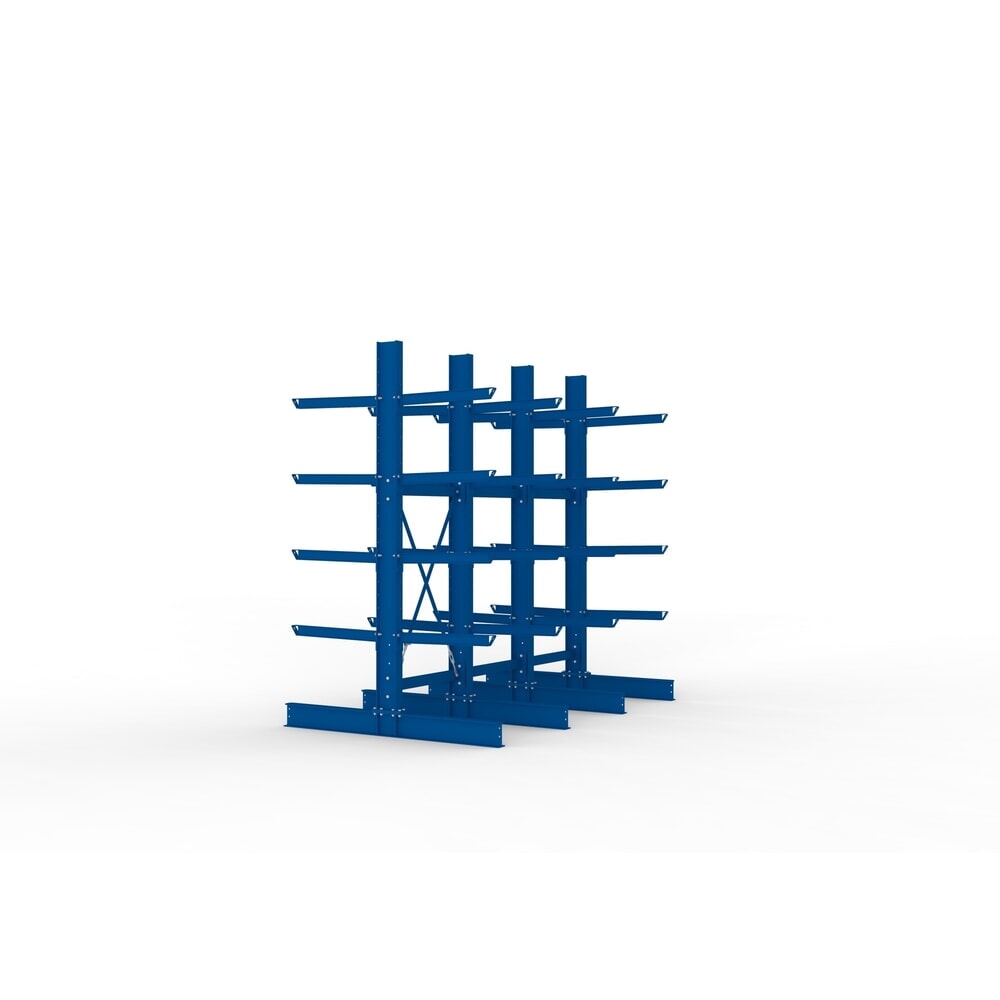 Produktabbildung Nr. 4: META Komplettpaket Schwerlast-Kragarmregal, doppelseitig, Tragkraft pro Arm 630 kg, HxBxT 3.000 x 3.090 x 2.000 mm, 4 Ständer