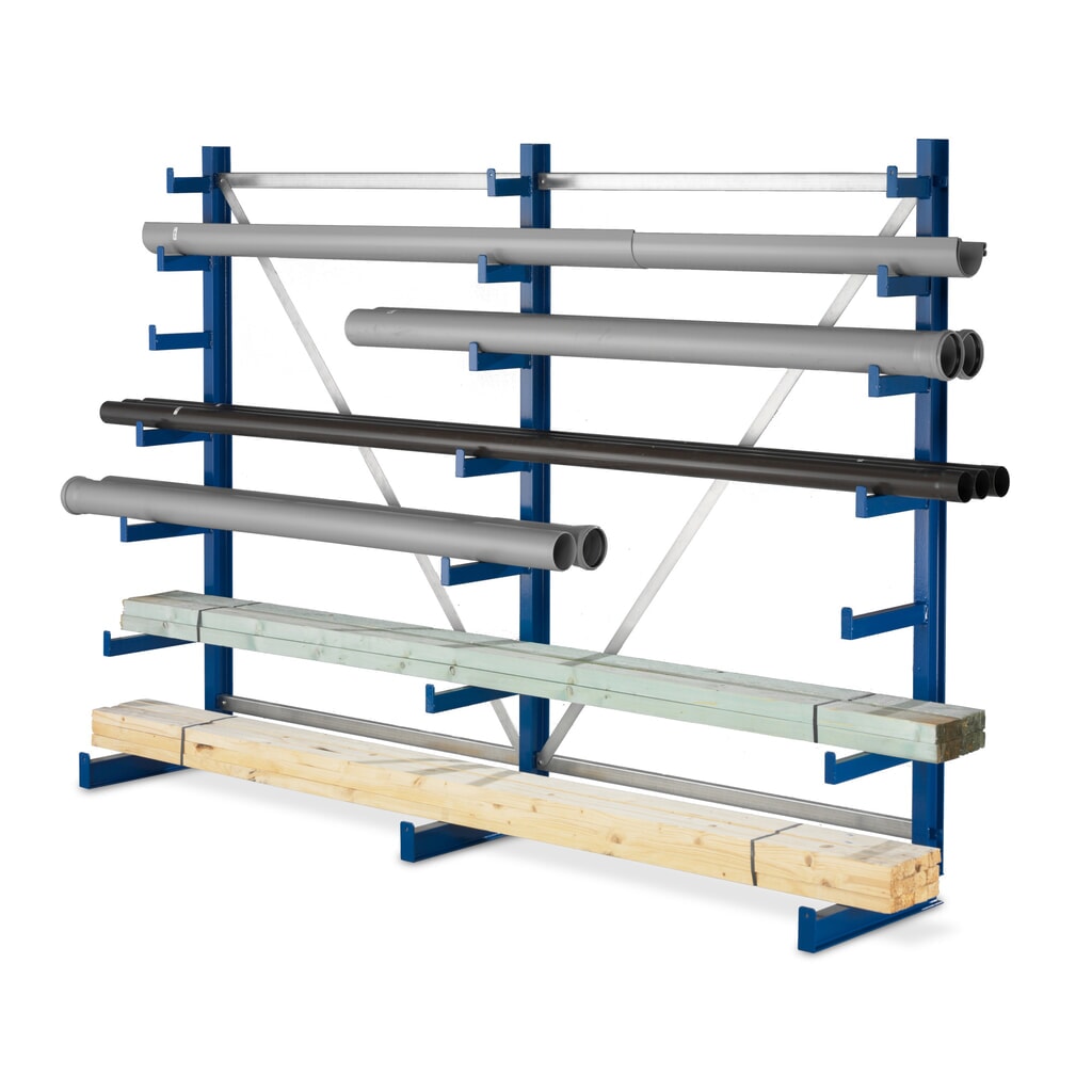 Produktabbildung: META Kragarmregal, einseitig, TK pro Arm 150 kg, 3 Ständer